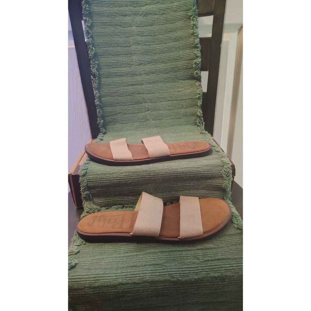 Mad Love Women's Size 11 Two-Strap Slide Sandals Neutral Taupe / Beige Comfort